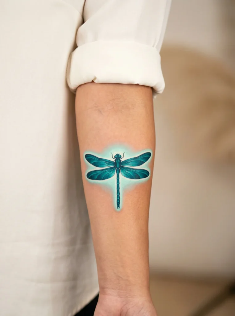 Dragonfly with Glowing Aura Around Body