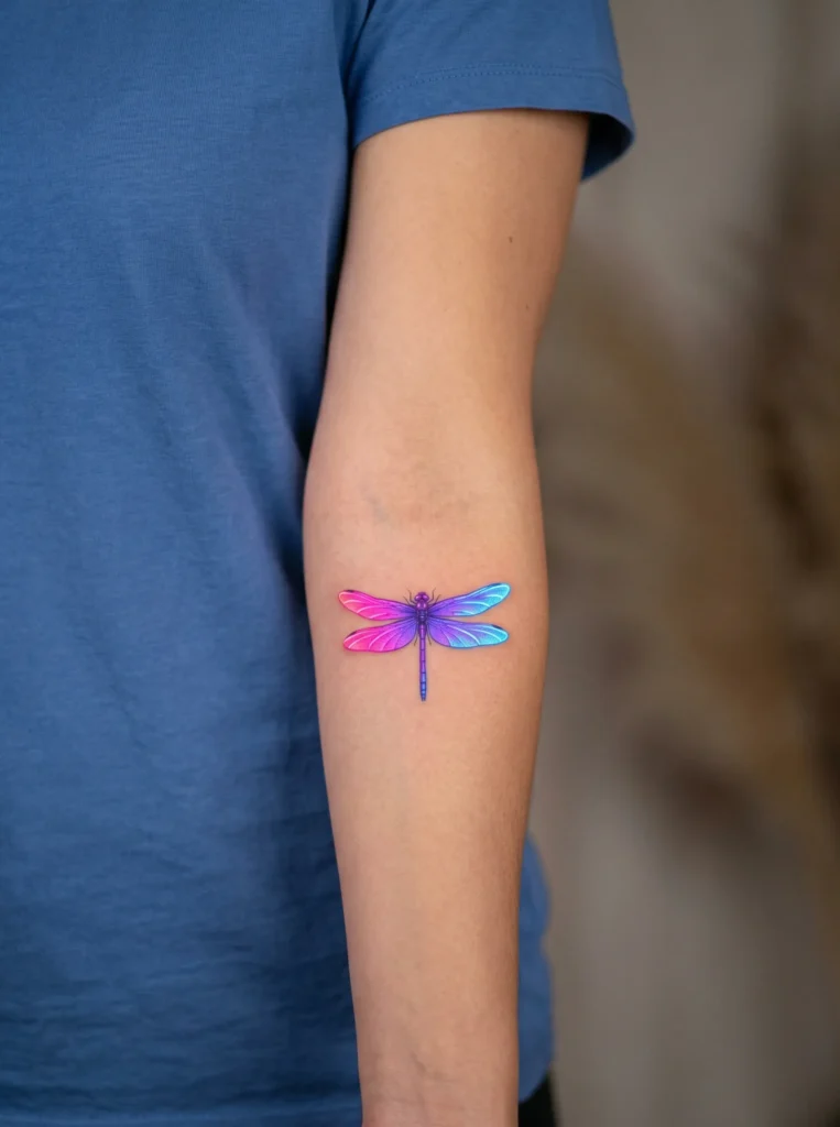 Dragonfly with Glowing Neon Gradient Wings
