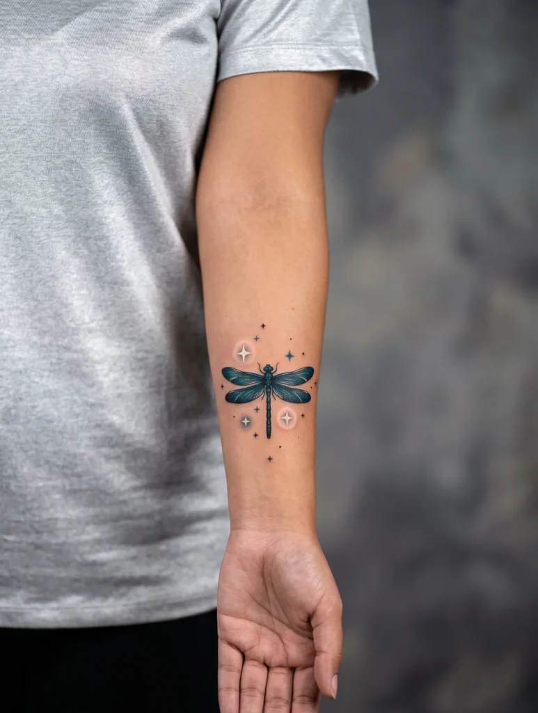 Dragonfly with Glowing Star Accents