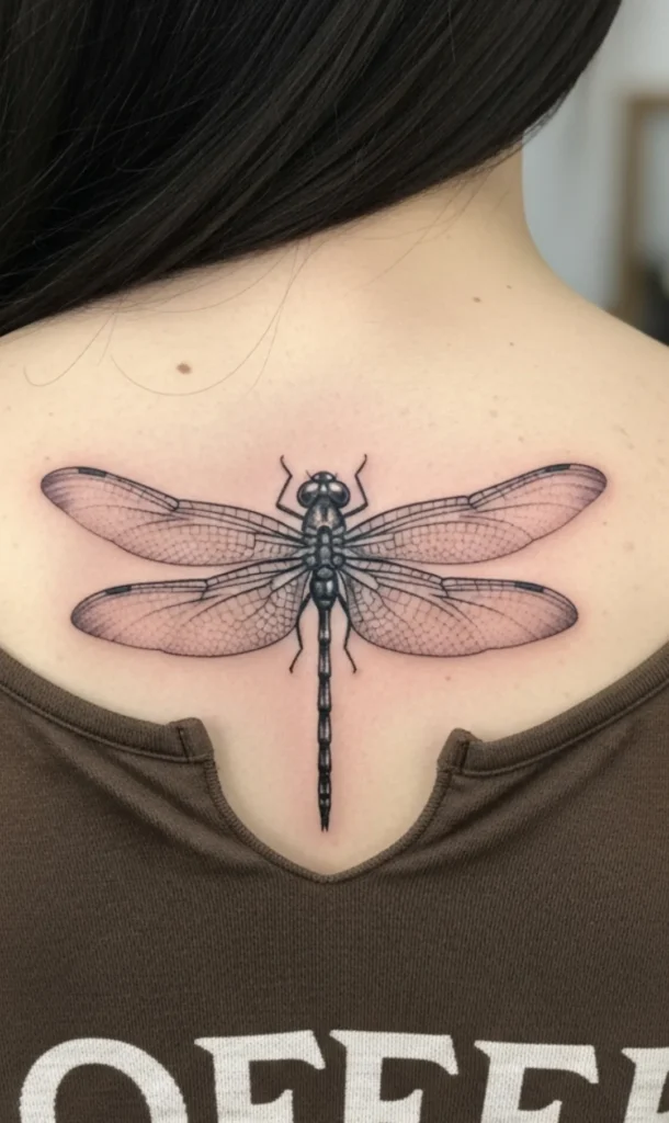 Dragonfly with Grey Shadow Wings on Spine