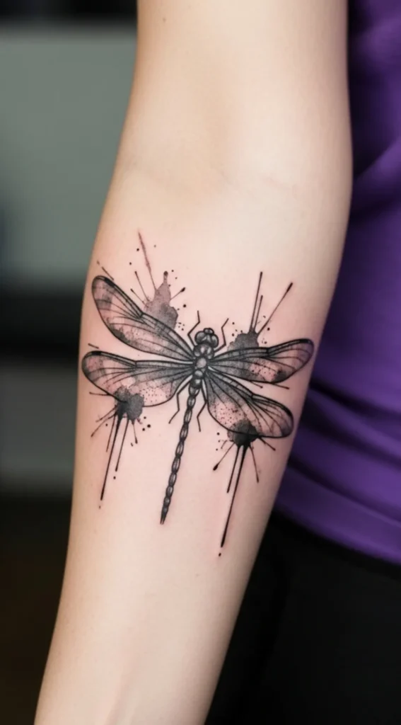 Dragonfly with Grey Watercolor Wash