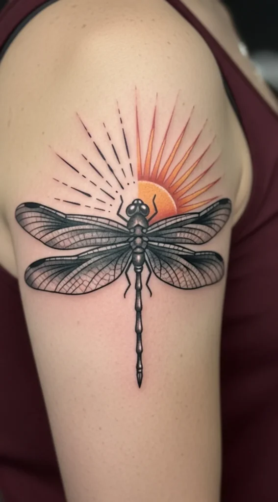 Dragonfly with Half Sun, Half Wing Concept