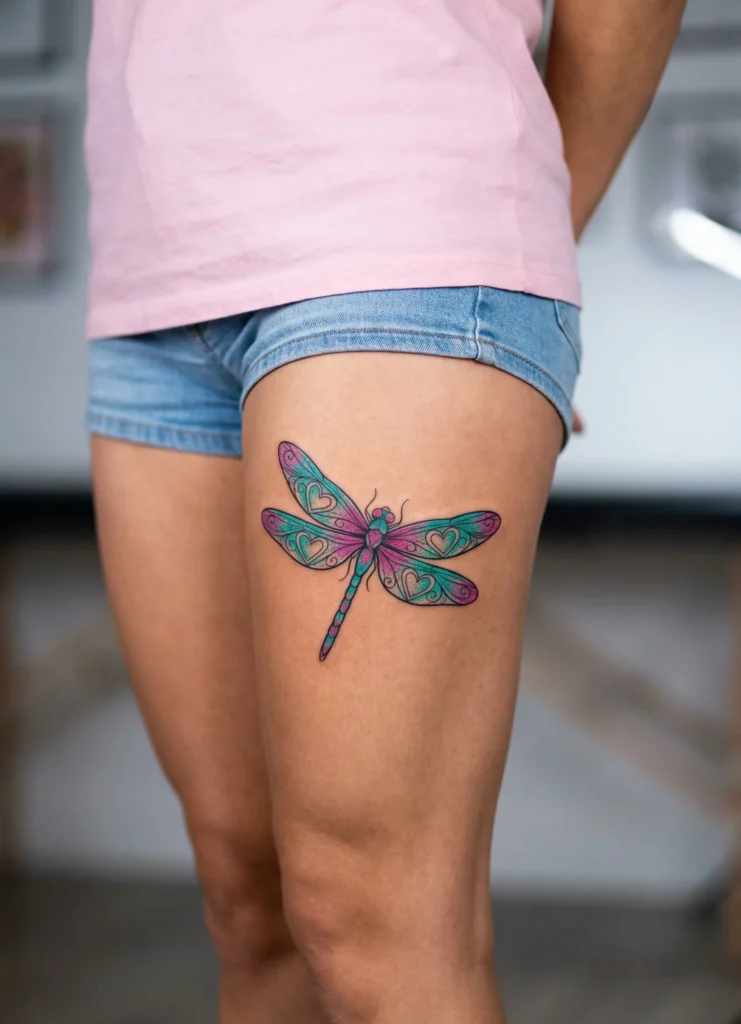 Dragonfly with Heart-Shaped Wing Detail