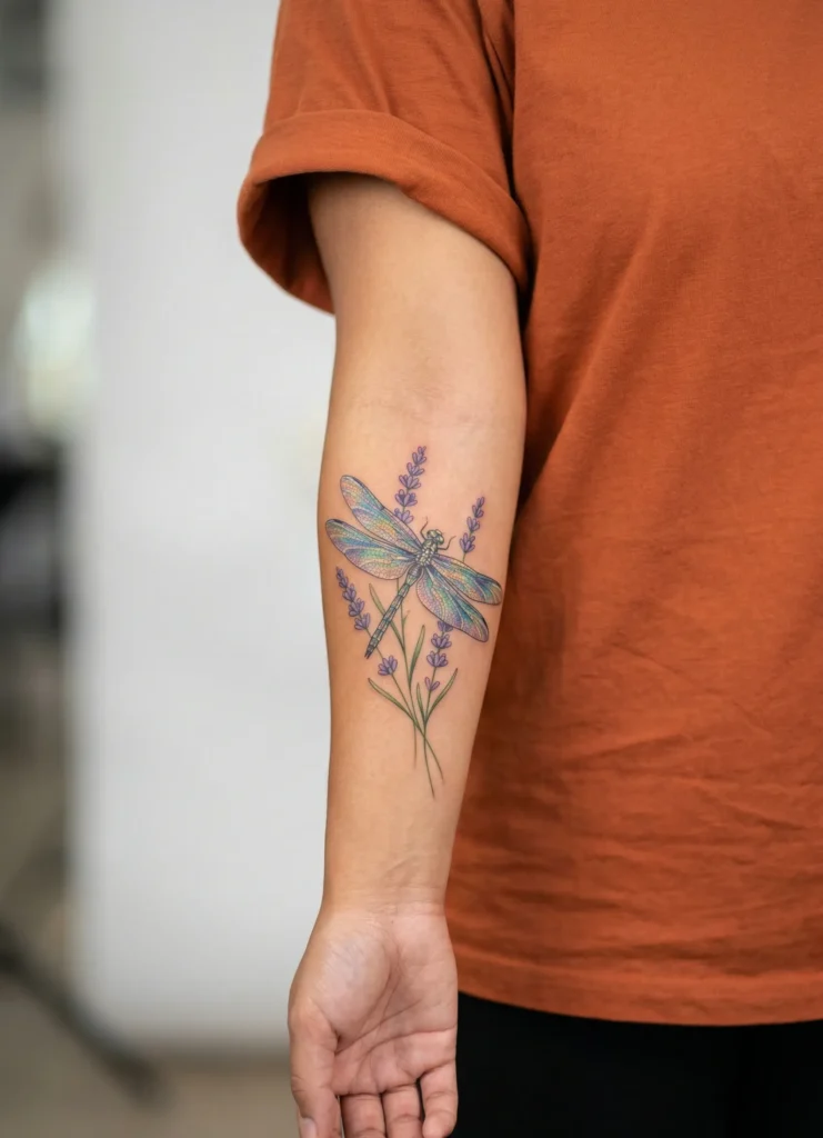 Dragonfly with Lavender Stem Accent