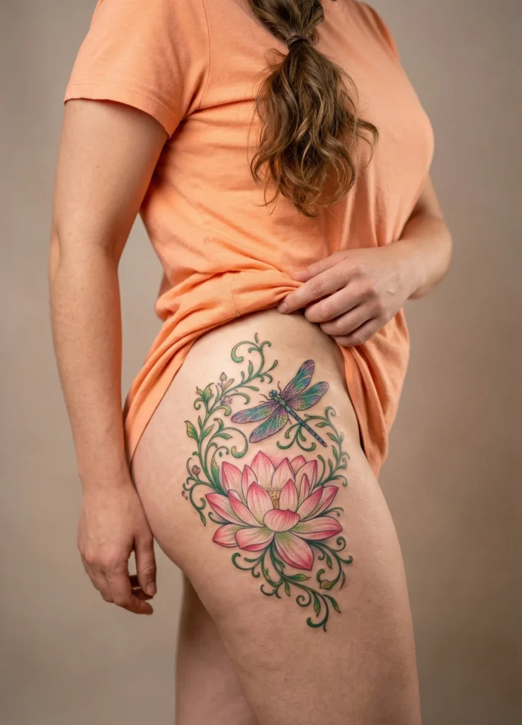 Dragonfly with Lotus Flower Combination