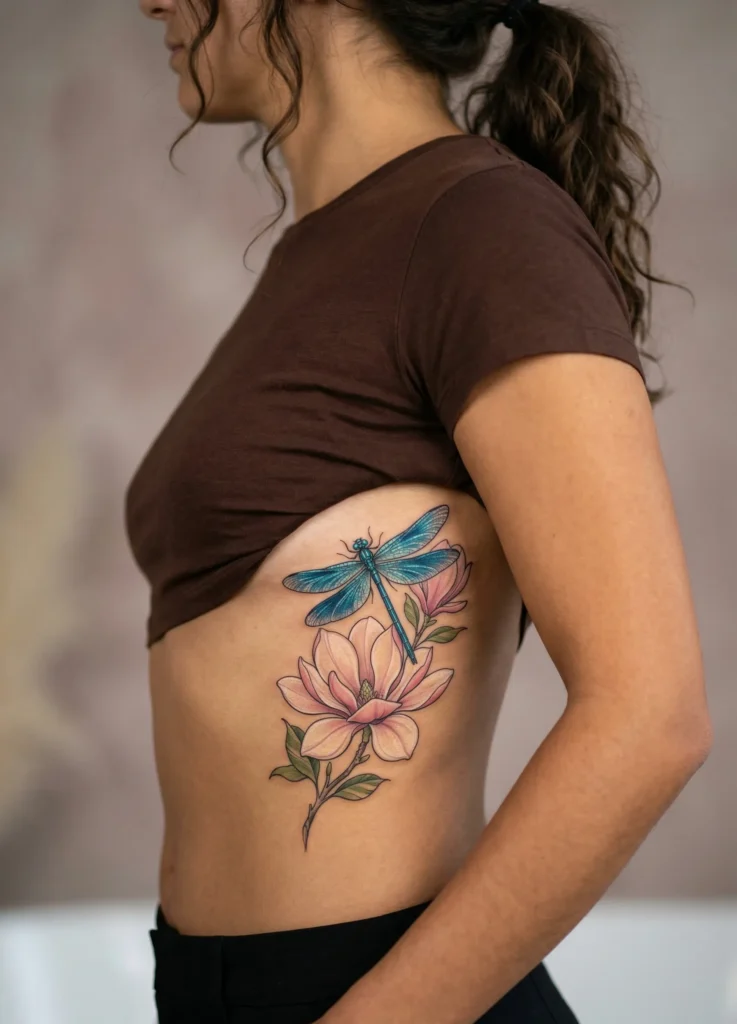 Dragonfly with Magnolia Bloom Base