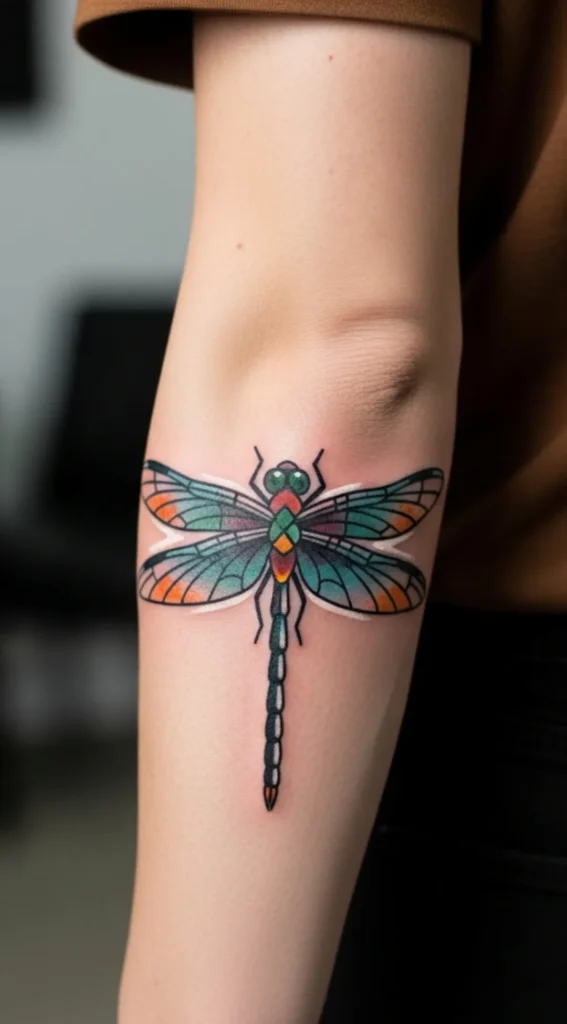Dragonfly with Minimal Shading and Bold Colors