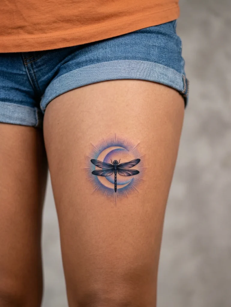 Dragonfly with Moon Halo Effect