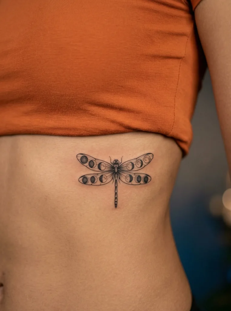 Dragonfly with Moon Phase Wings