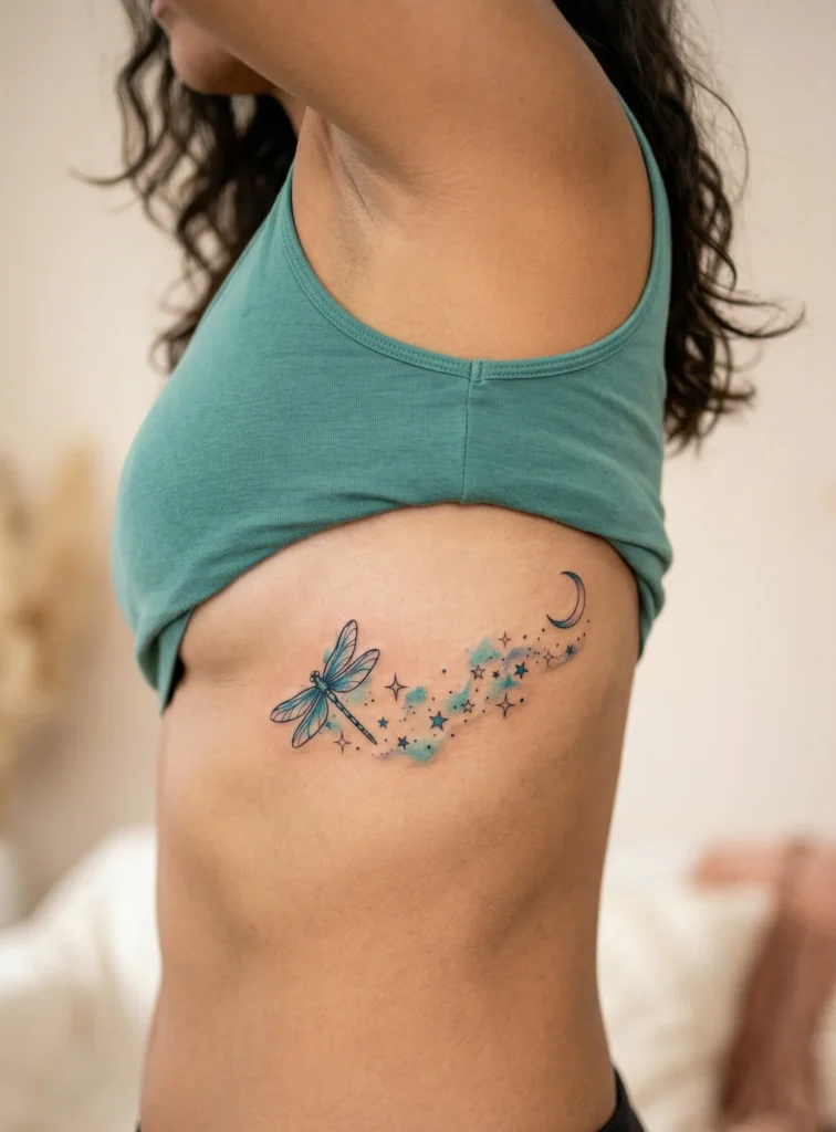 Dragonfly with Moon and Star Trail