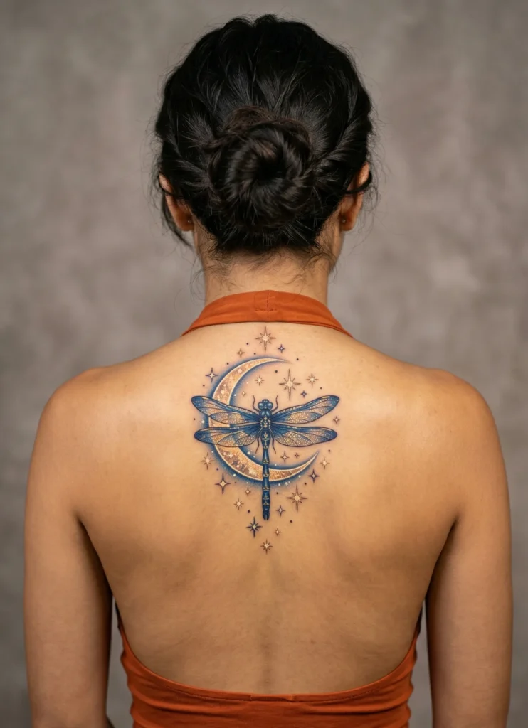 Dragonfly with Moon and Stars Theme