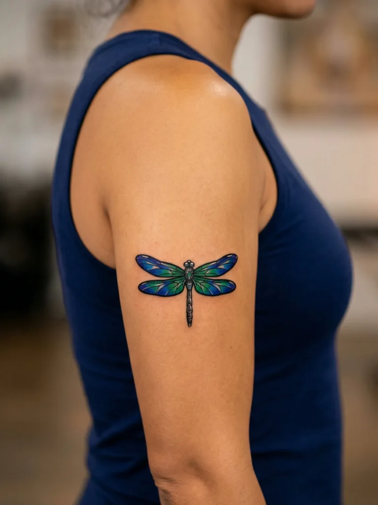Dragonfly with Multicolor Stained Glass Wings