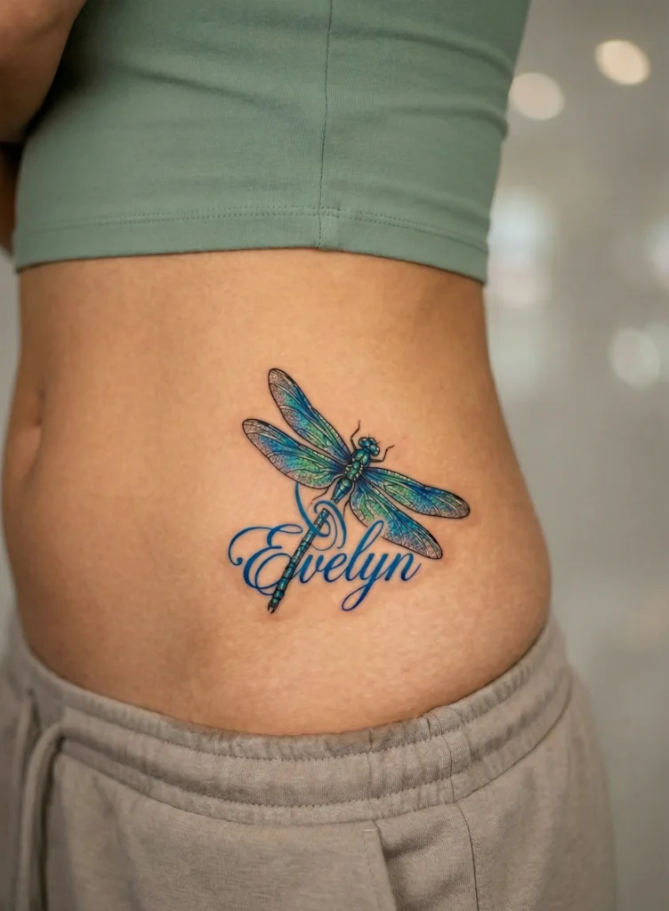 Dragonfly with Name Wrapped Around Body