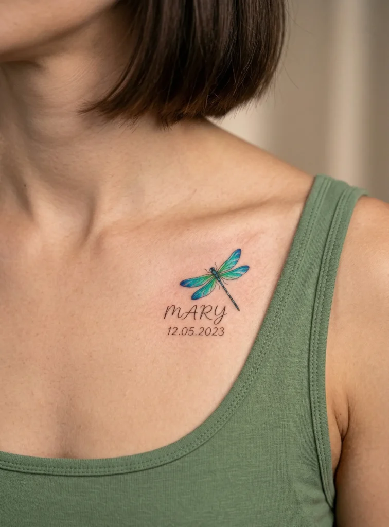 Dragonfly with Name and Date Combo