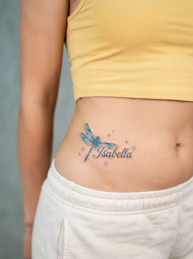 Dragonfly with Name and Star Accents