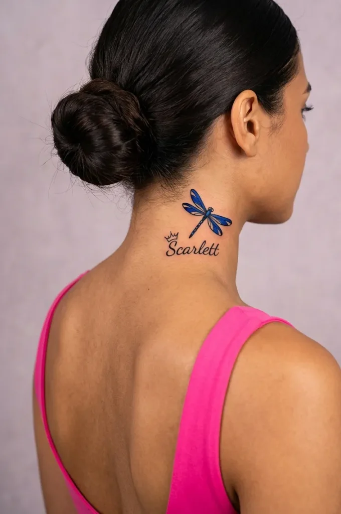 Dragonfly with Name and Tiny Crown Detail