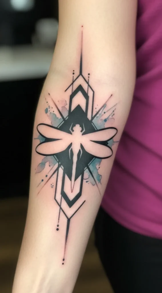 Dragonfly with Negative Space Geometric Style