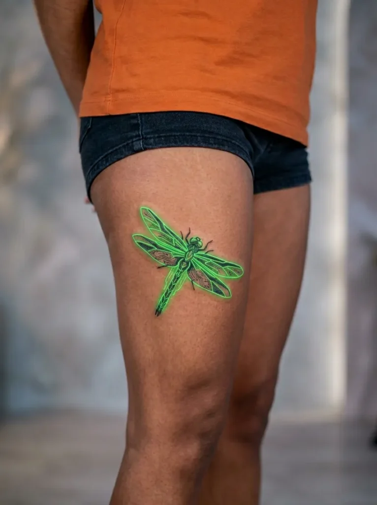Dragonfly with Neon Green Cyberpunk Style