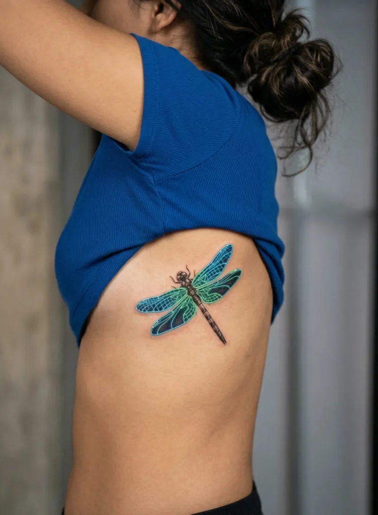 Dragonfly with Neon Grid Cyber Wings