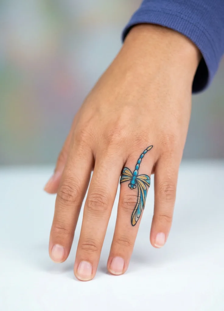 Dragonfly with Ring Like Finger Hand Design
