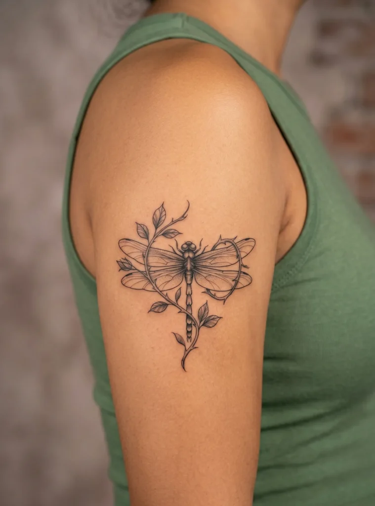 Dragonfly with Rose Vine Wrap