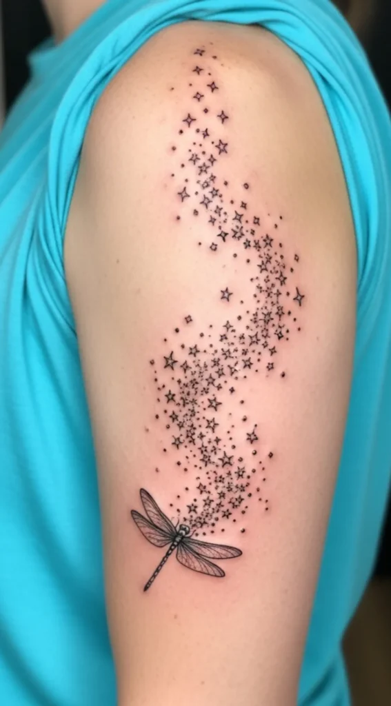 Dragonfly with Scattered Micro Stars Trail