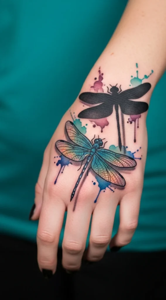 Dragonfly with Shadow Silhouette on Hand