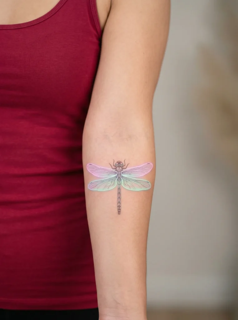 Dragonfly with Soft Neon Pastel Glow