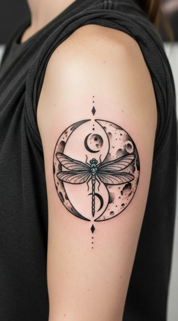 Dragonfly with Split Moon Design