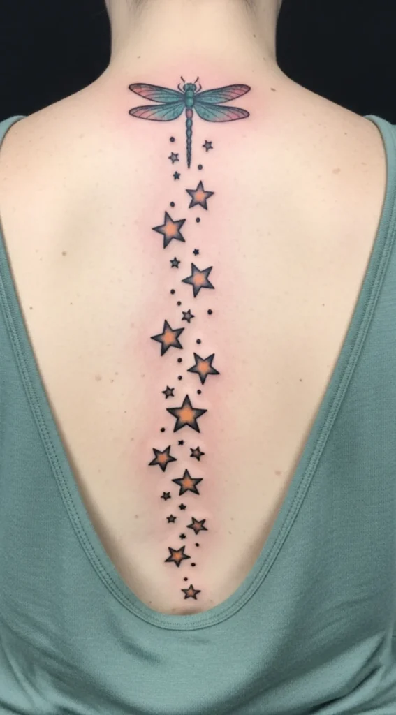 Dragonfly with Star Trail Along Spine