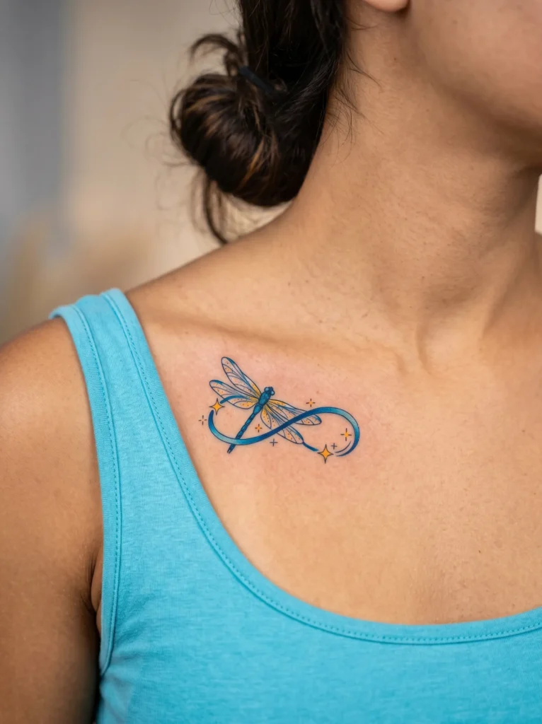Dragonfly with Star and Infinity Symbol