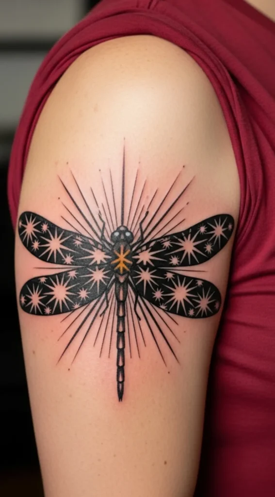 Dragonfly with Starburst Wing Pattern
