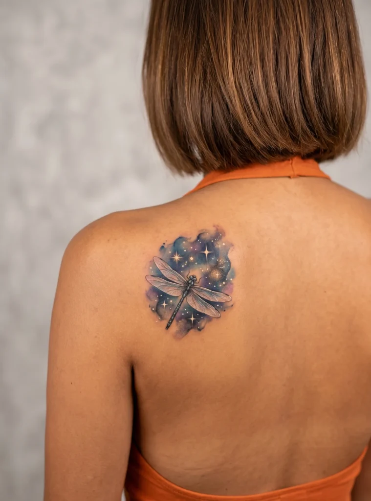 Dragonfly with Starry Night Background