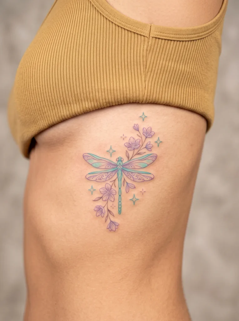 Dragonfly with Stars and Floral Fusion