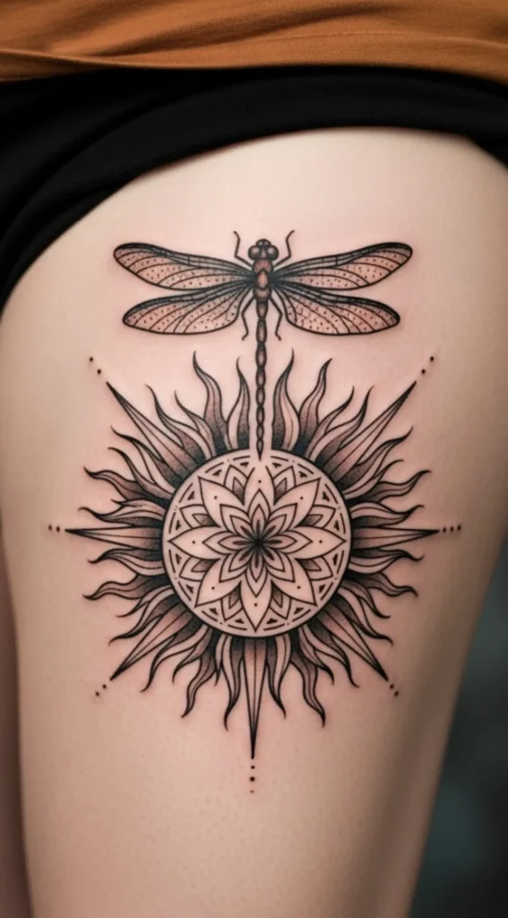 Dragonfly with Sun Mandala Fusion