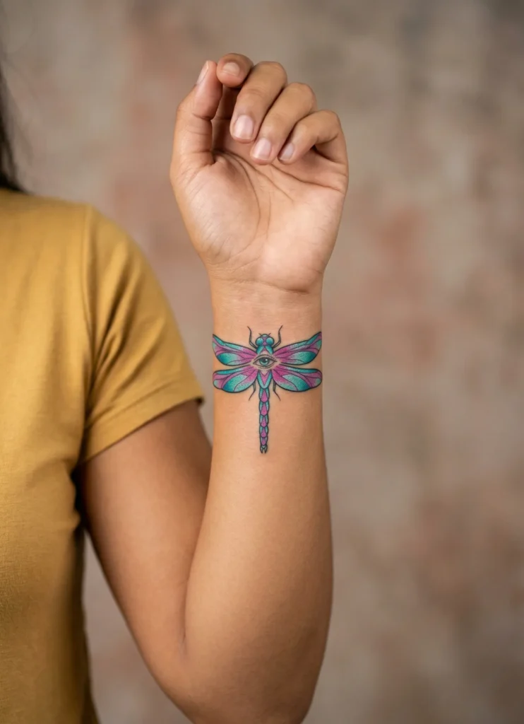 Dragonfly with Third Eye Tattoo