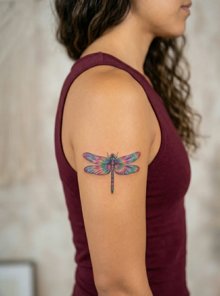 Dragonfly with Tie Dye Style Wings