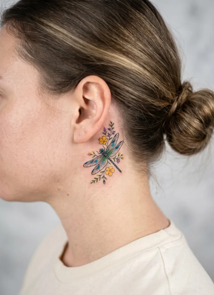 Dragonfly with Tiny Floral Accent