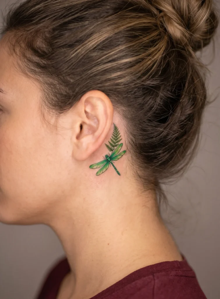 Dragonfly with Tiny Leaf Accent