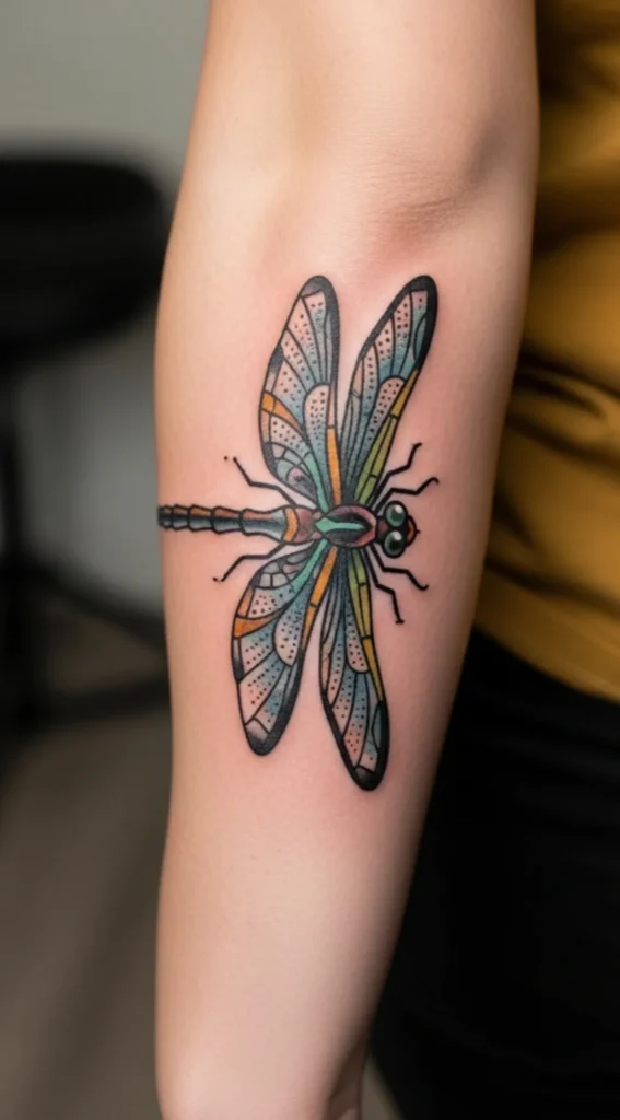 Dragonfly with Traditional Dotwork Accents