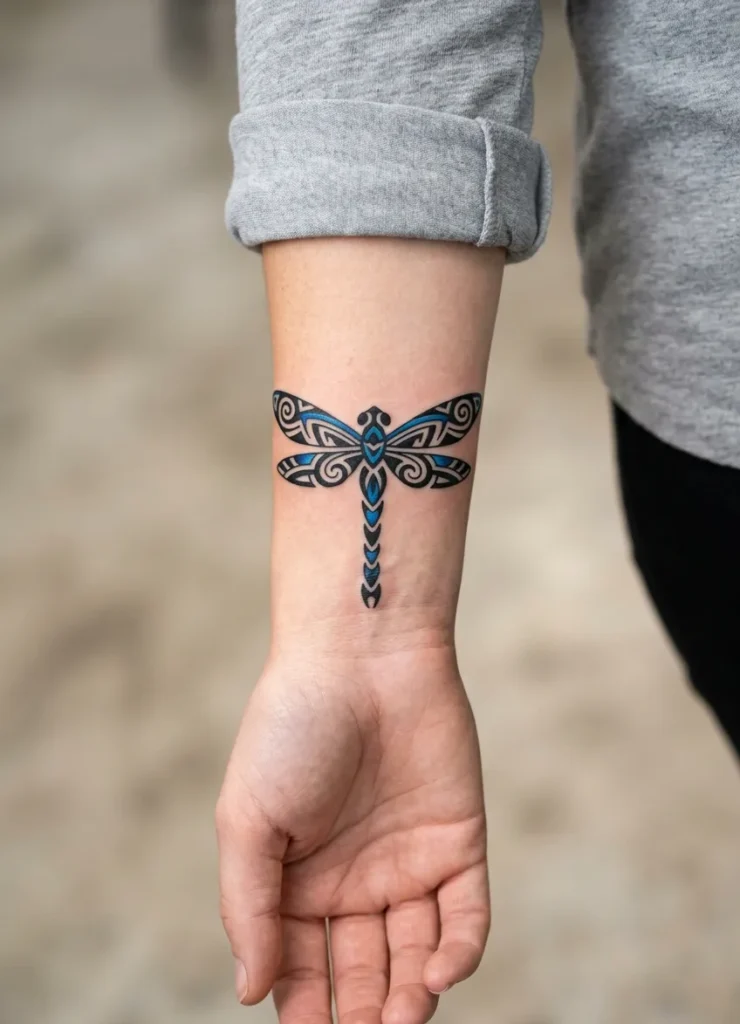 Dragonfly with Tribal Pattern Style