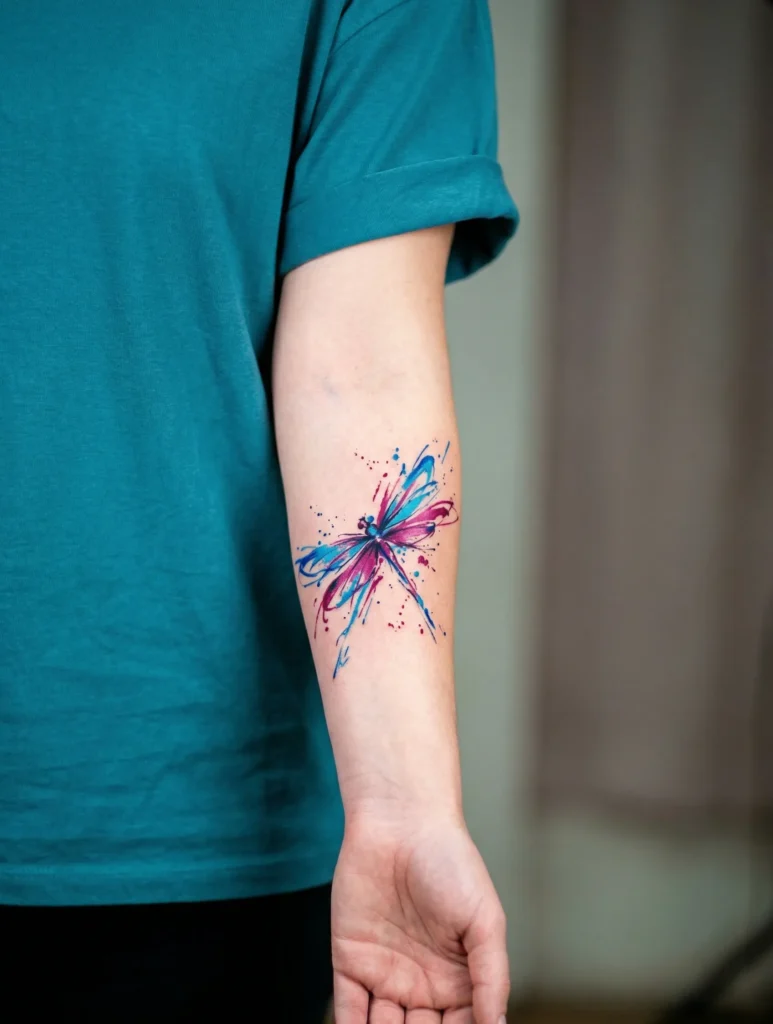 Dragonfly with Vibrant Abstract Paint Strokes