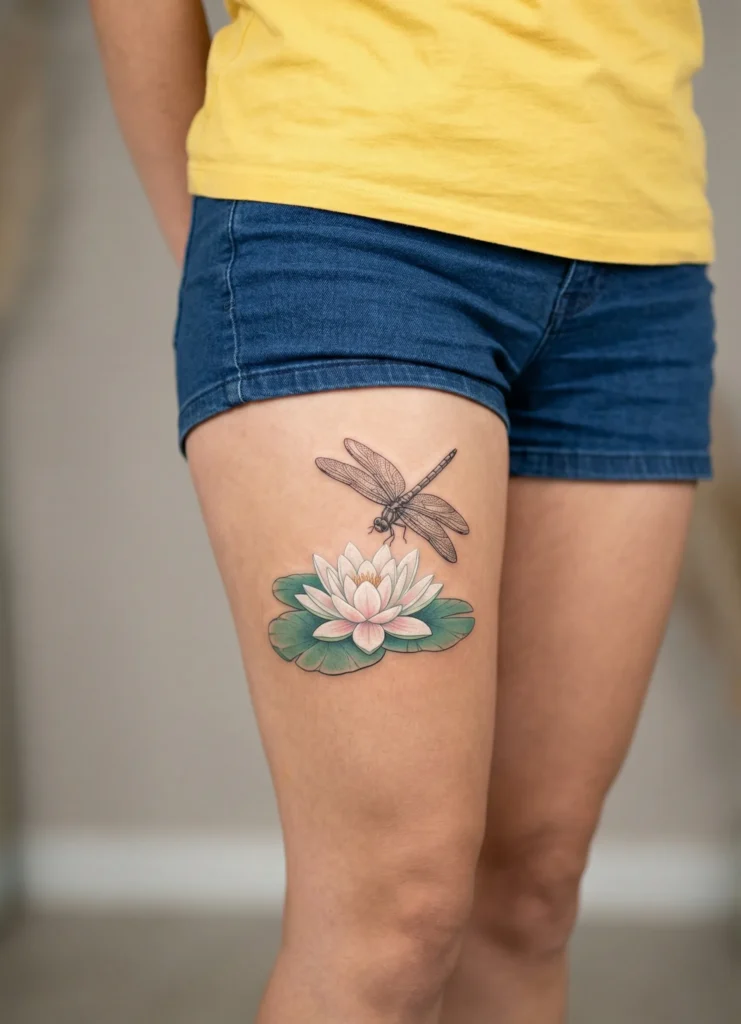 Dragonfly with Water Lily Concept