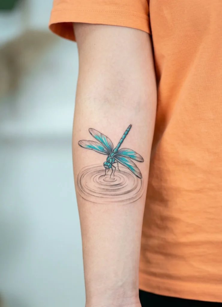 Dragonfly with Water Ripple Effect