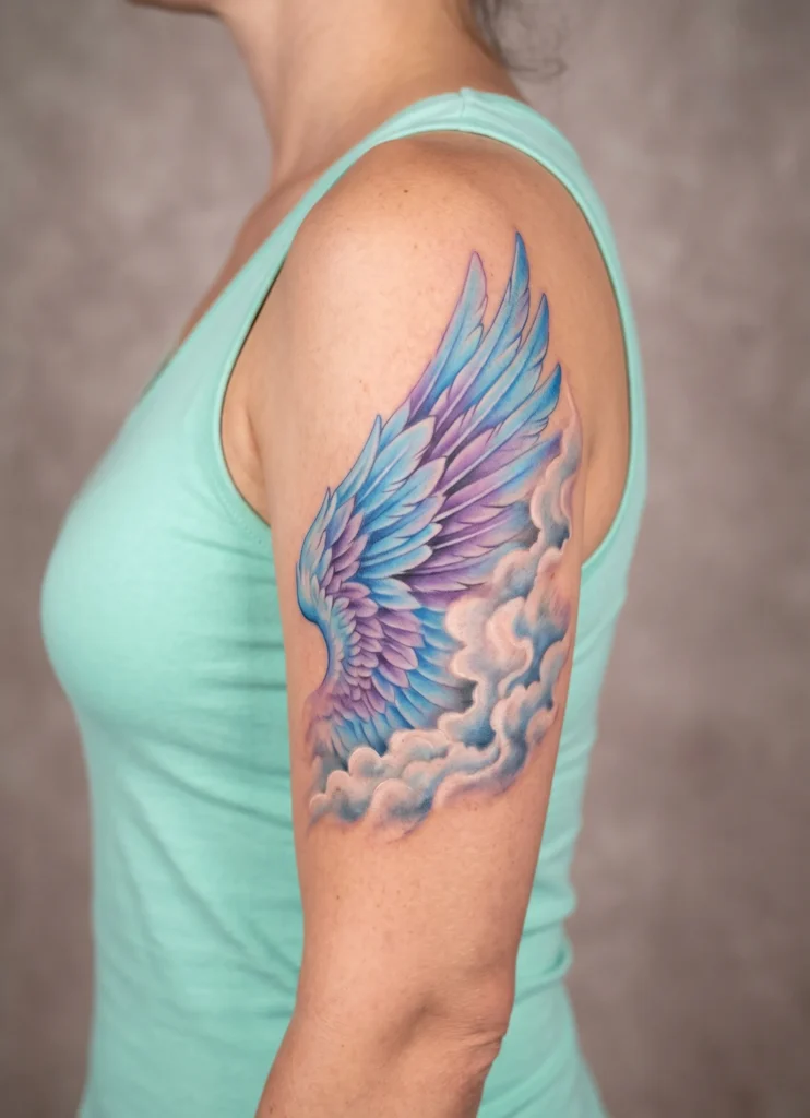 Feather Wings Blending into Clouds