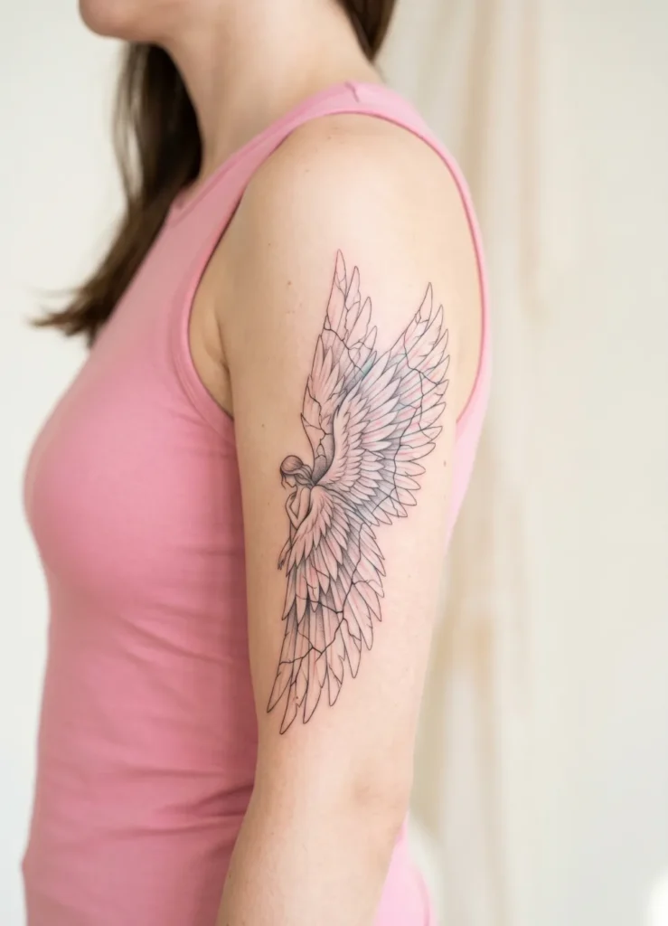 Feminine Angel with Cracked Wings