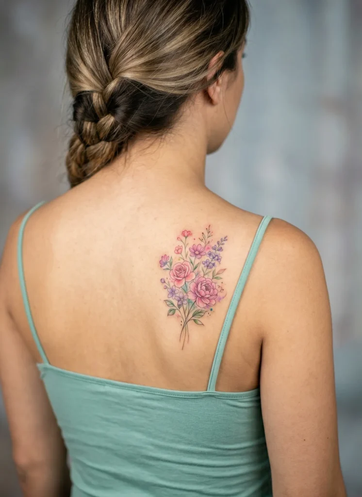 Floral Behind Shoulder Tattoo