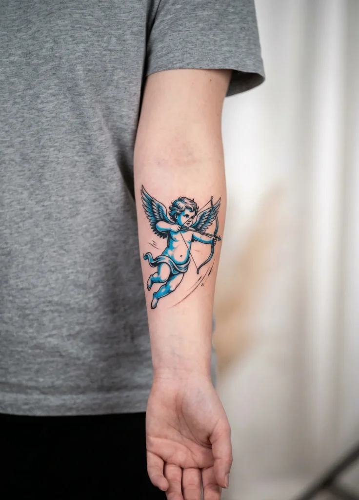 Flying Cherub Drawing a Bow and Arrow
