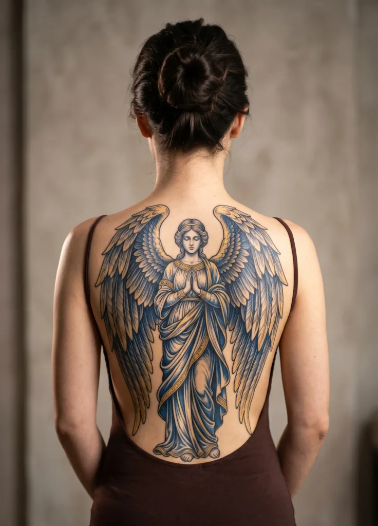 Full Back Guardian Angel with Detailed Wings