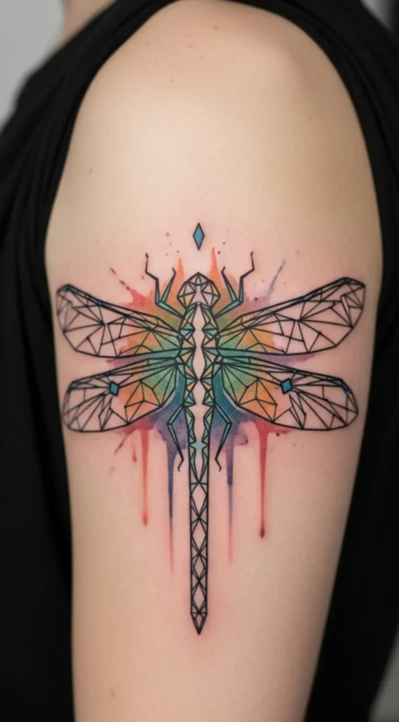 Geometric Dragonfly with Interlocking Line Symmetry
